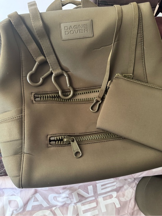 Dagne Dover Handbags - Dagne Dover Olive Green Square Nappy Backpack